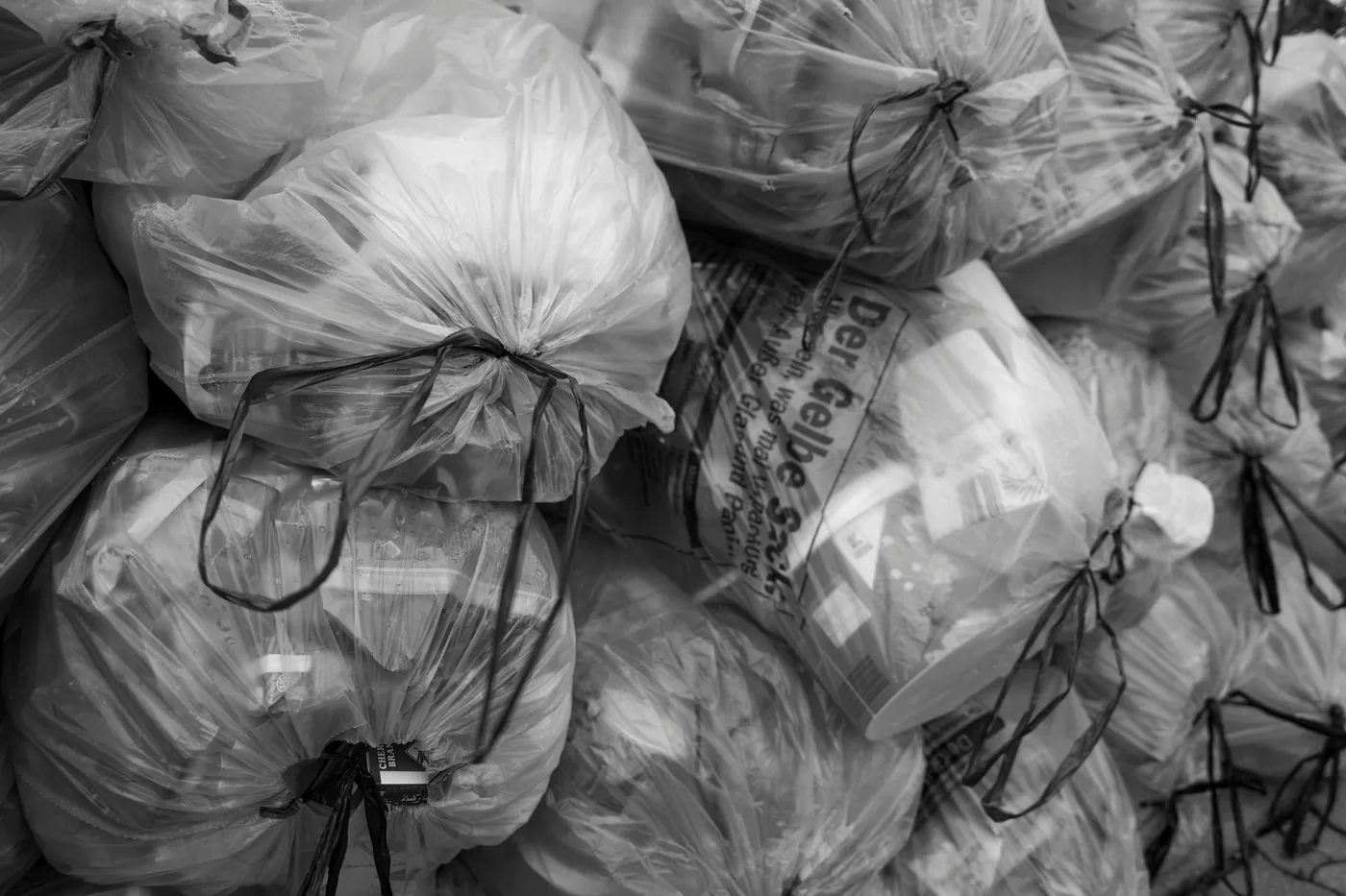 Household rubbish bags ready for removal